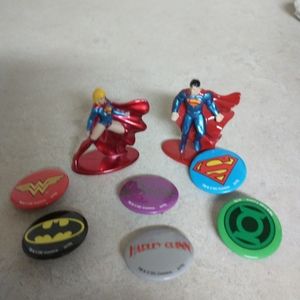 Superman and Supergirl die-cast figures & buttons